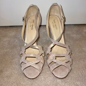 Kate Spade Champagne Gold Strapped Heels 7.5 NWT